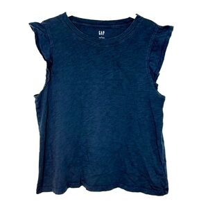 Gap Tank Top Flutter Ruffle Sleeveless Women’s L Constellation Blue Cotton